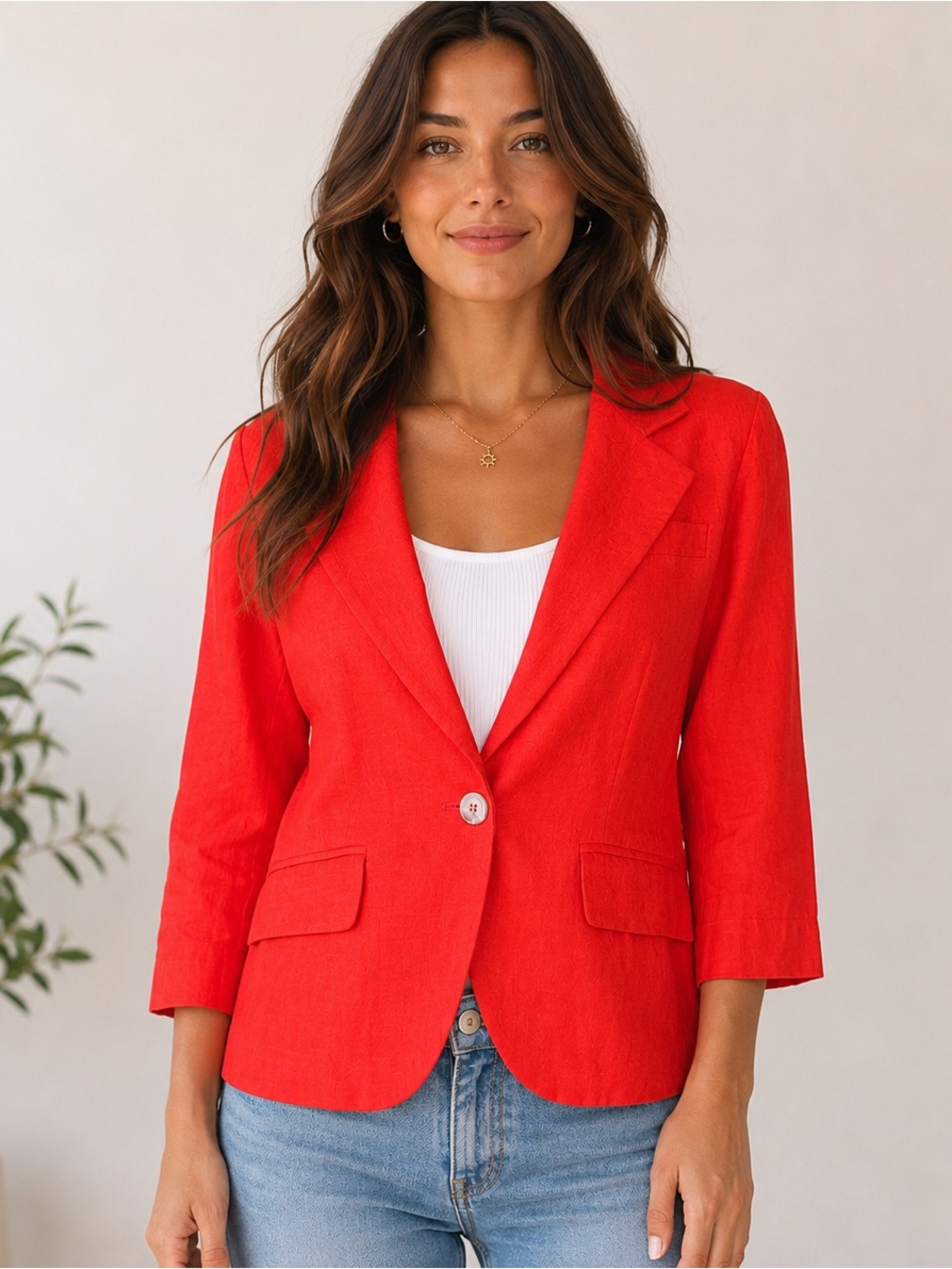 Gibson Blazer Bright Orange 100% Linen Jacket Women's Medium Button Front  Lined